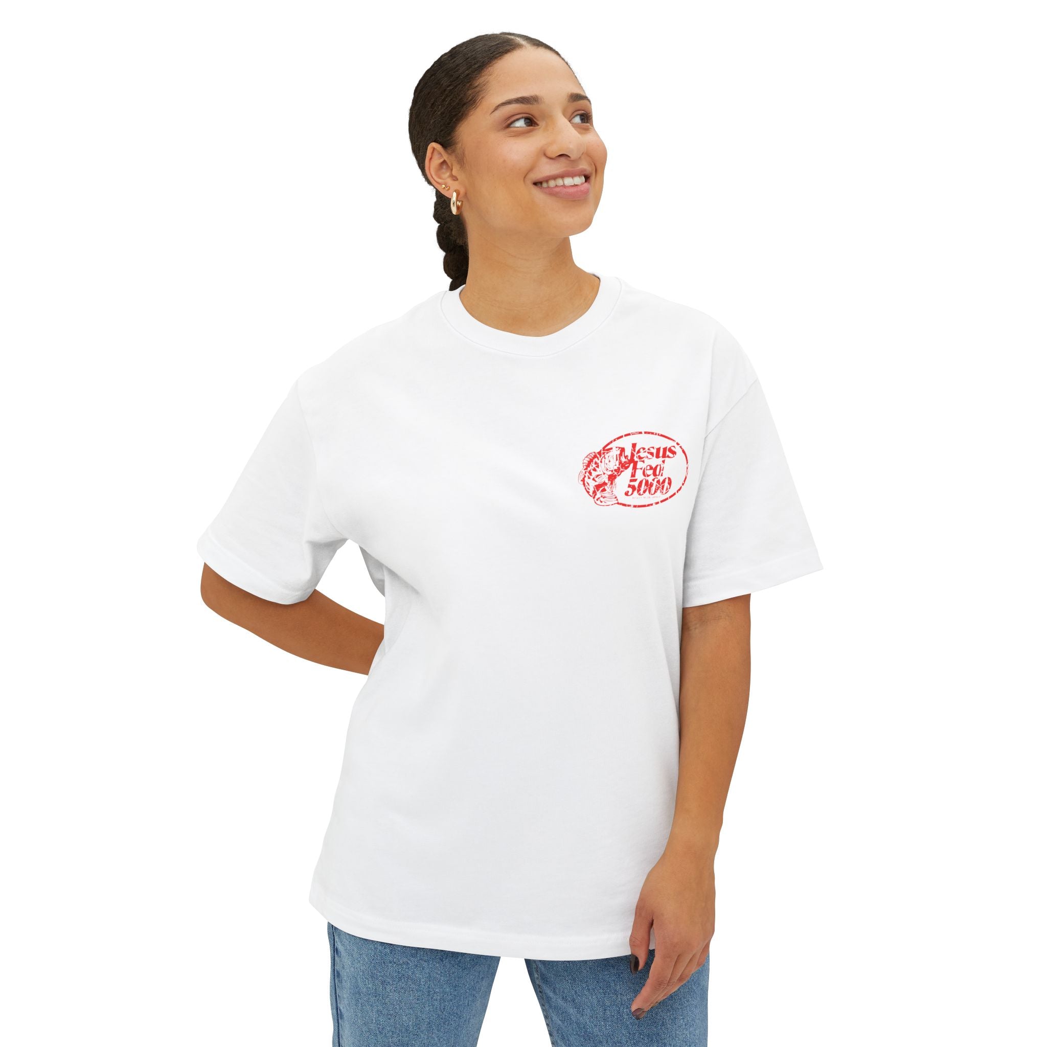 Jesus Fed 5000 Tee — Christian Graphic Boxy T‑Shirt