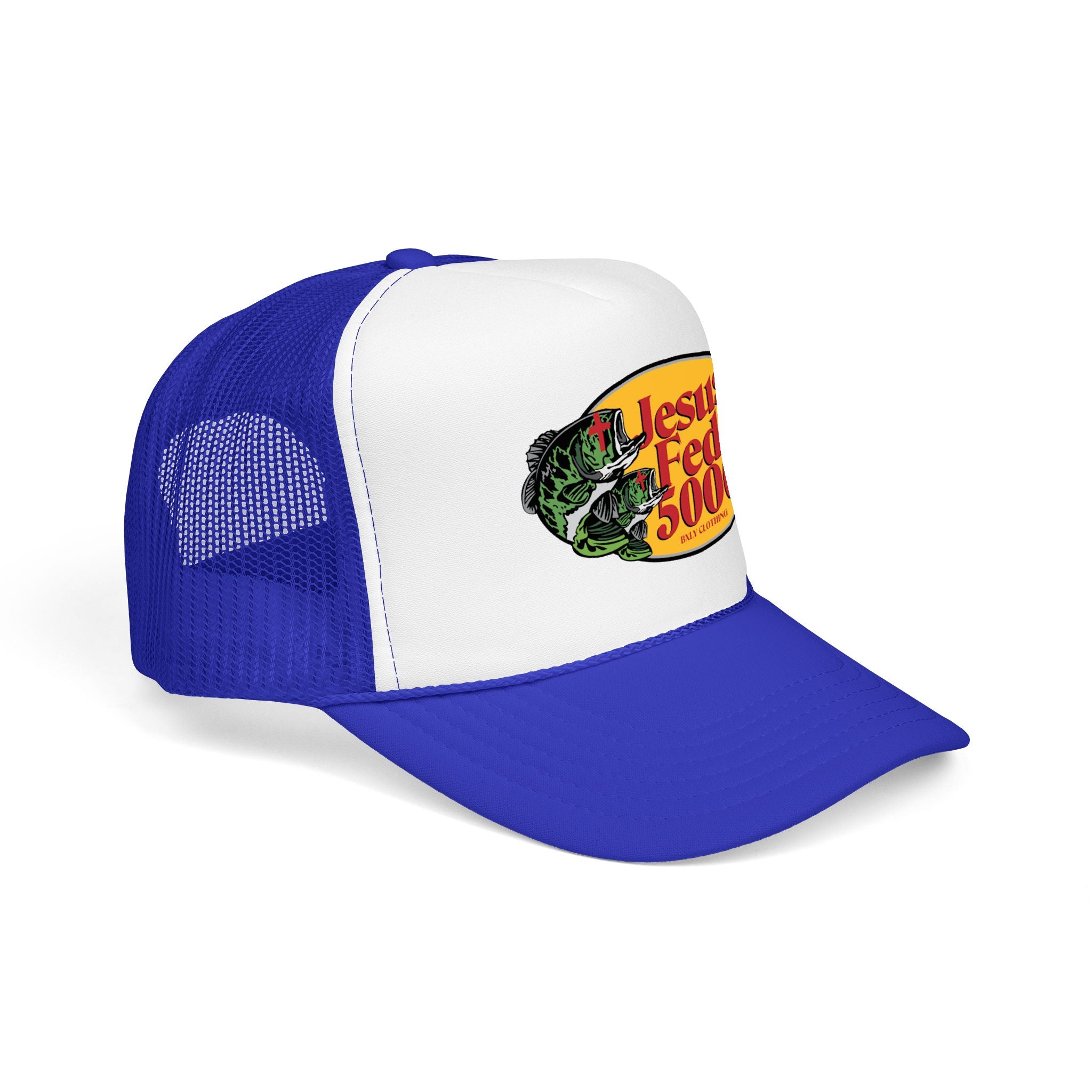 Jesus Fed 5000 Trucker Hat Royal Blue
