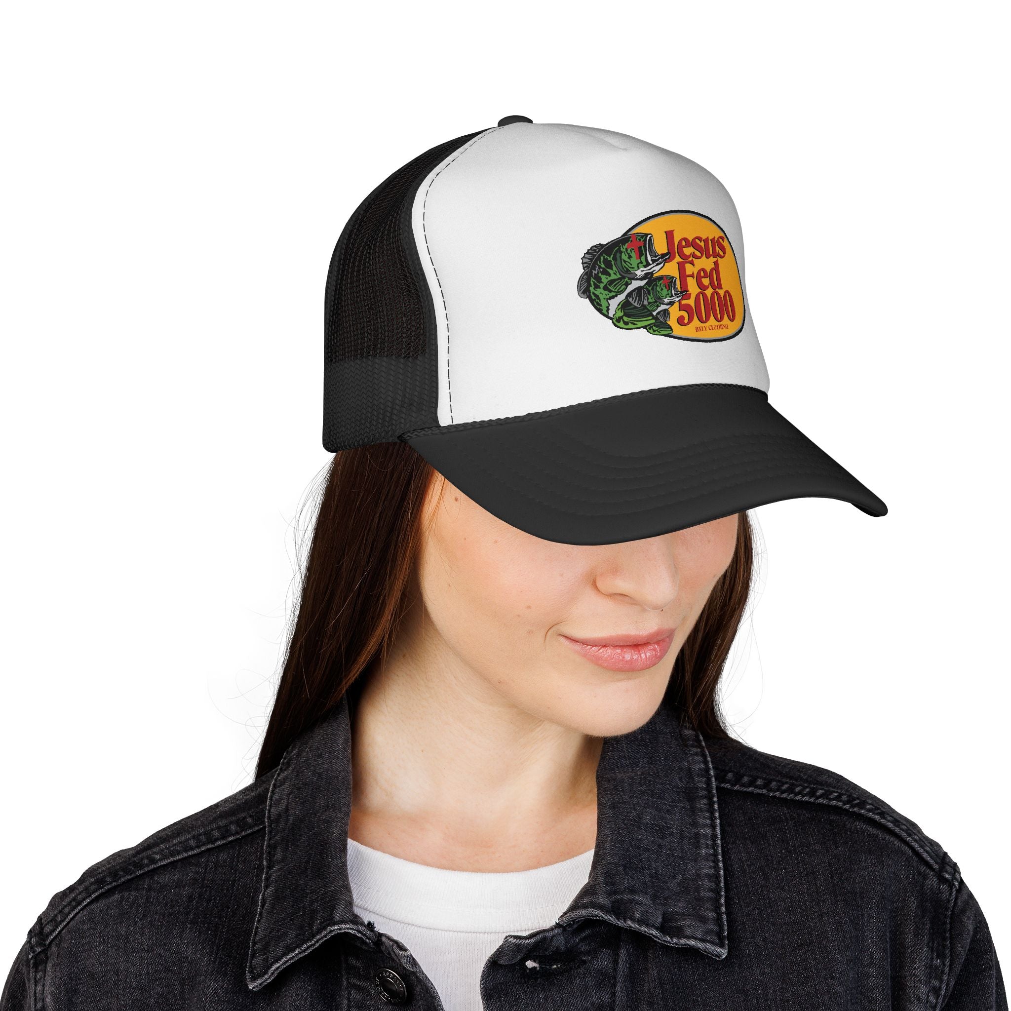 Jesus Fed 5000 Trucker Hat Black/White