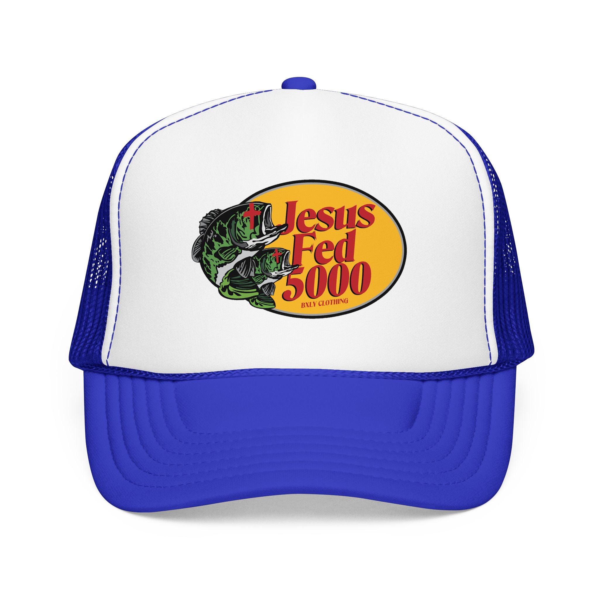 Jesus Fed 5000 Trucker Hat Royal Blue